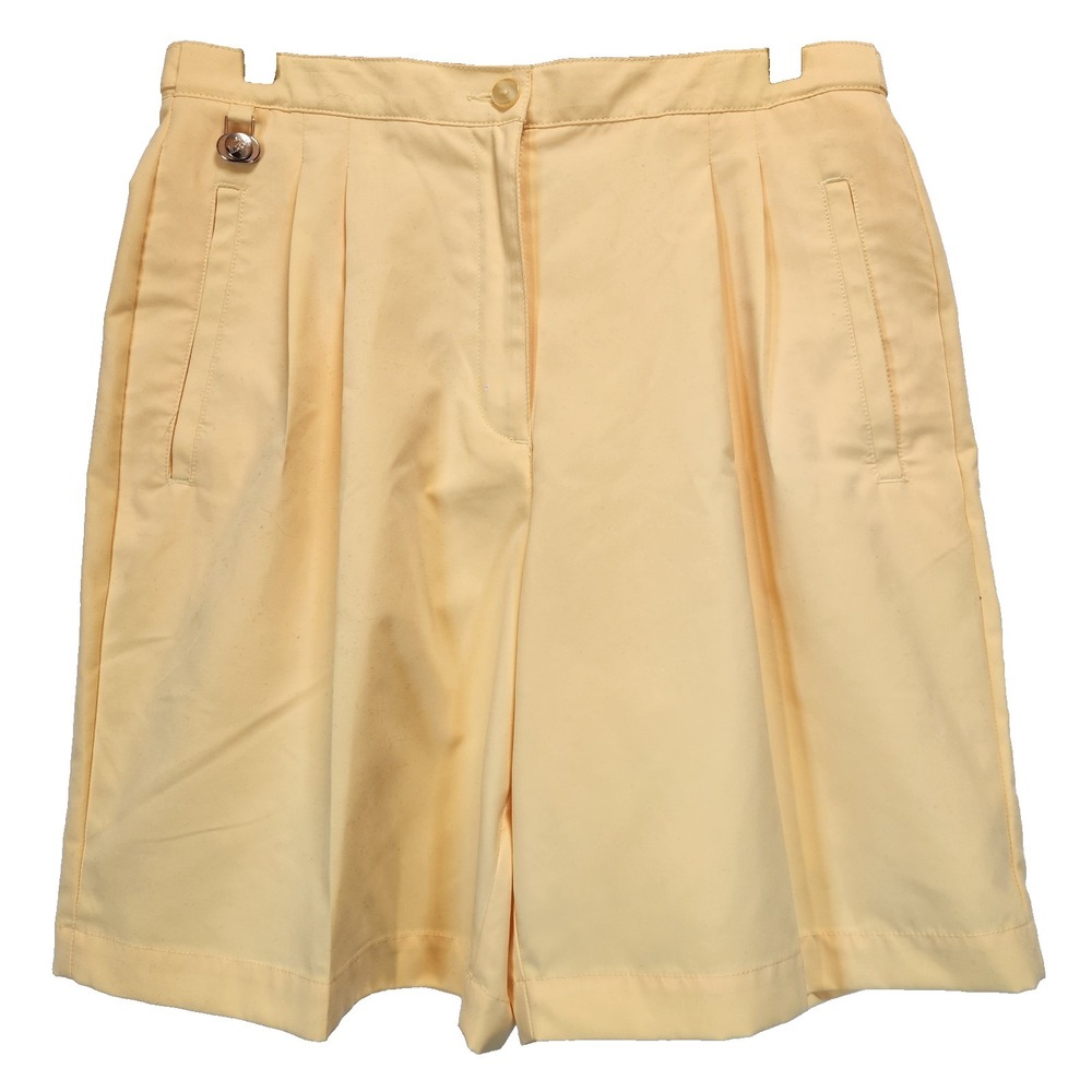 Liz Golf Women`s Size 10 Yellow Pleated Shorts High Waisted Casual Classic Golf